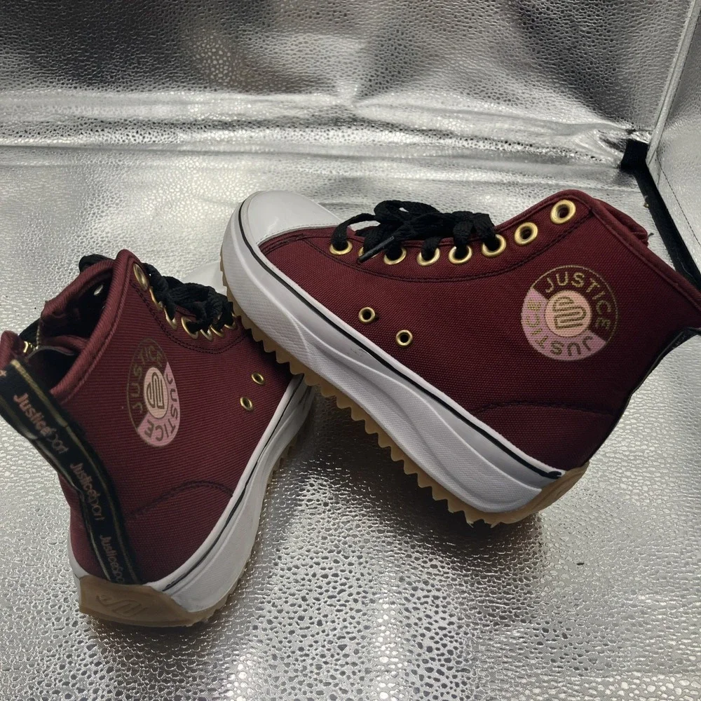 Justice Sport Kids Size 1 Y Sneakers - Zip Up High Top Platform Shoes - Unisex